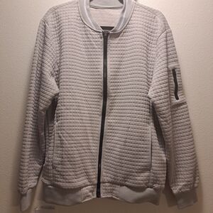 Gray Quilted Bomber Jacket